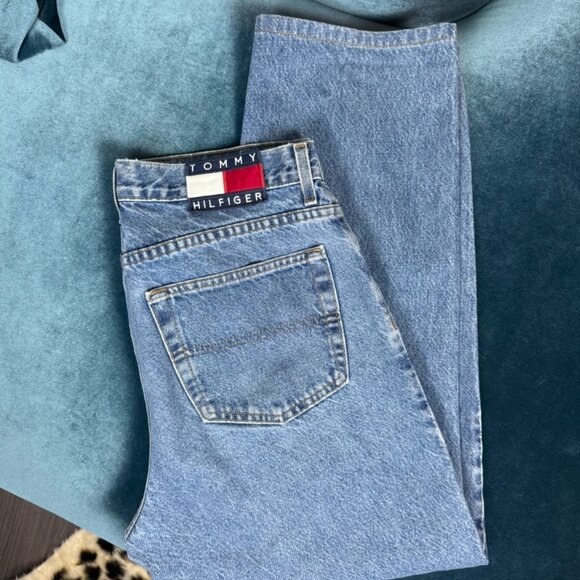 Vintage 90s Tommy Hilfiger Flag Made in Canada Mid-Rise Jeans 33x32 - Picture 1 of 9